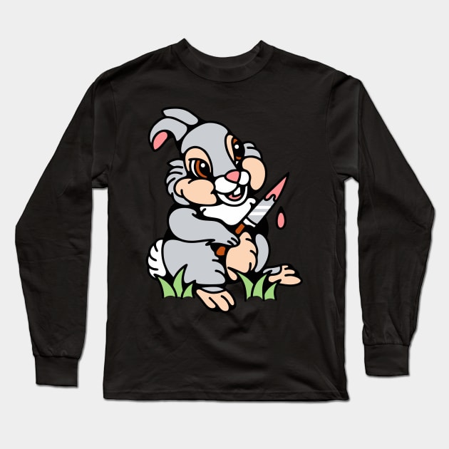 Rabbit knife Long Sleeve T-Shirt by Bojes Art